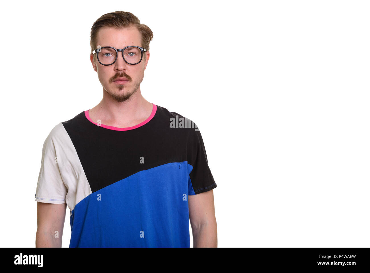 Porträt des Menschen isoliert gegen den weißen Hintergrund Stockfoto