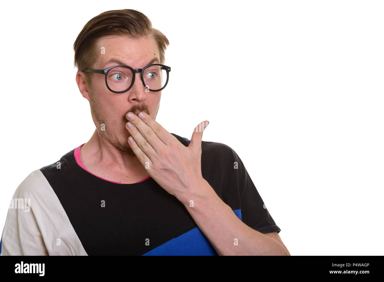 Porträt des Menschen isoliert gegen den weißen Hintergrund Stockfoto