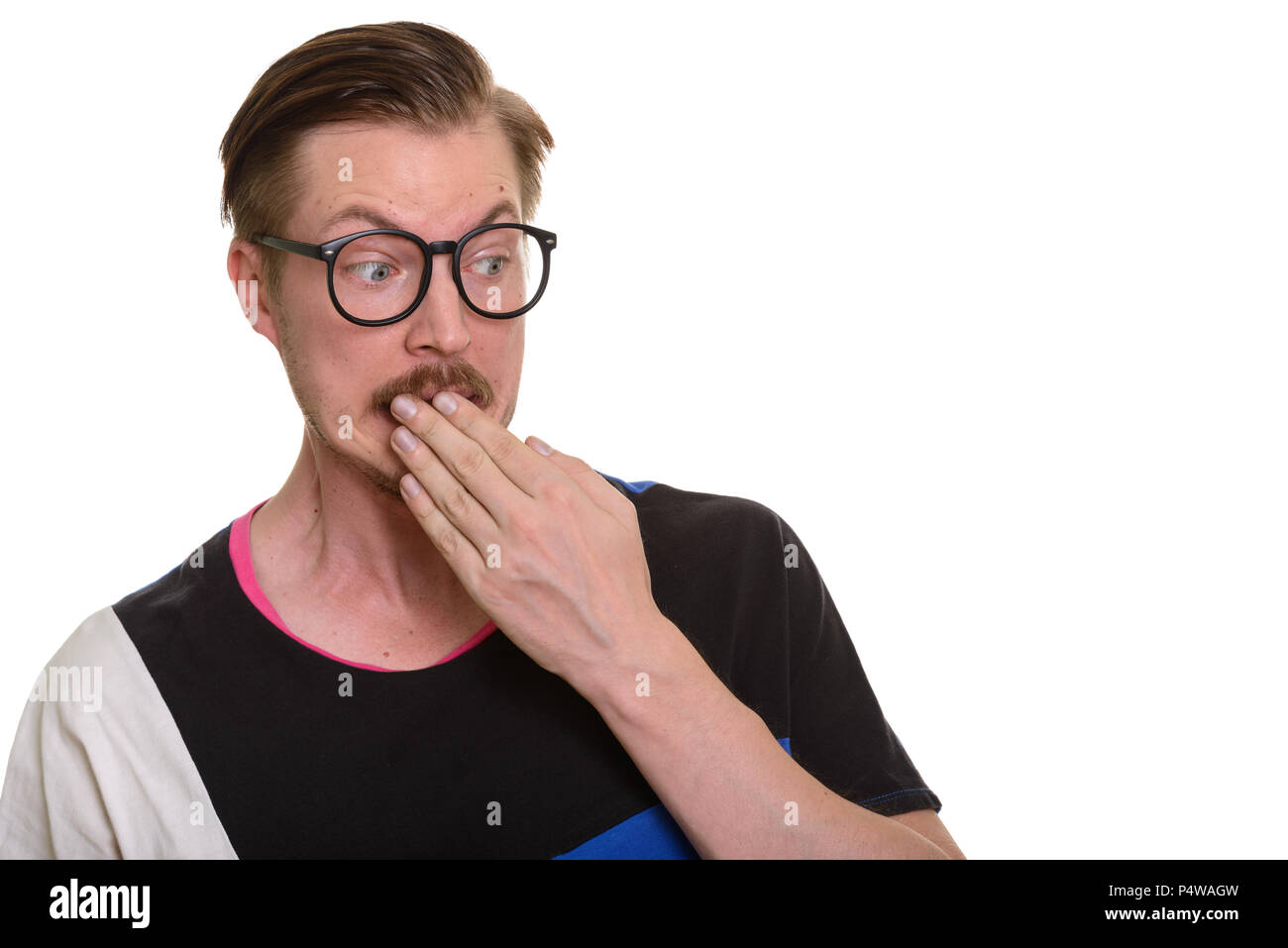 Porträt des Menschen isoliert gegen den weißen Hintergrund Stockfoto
