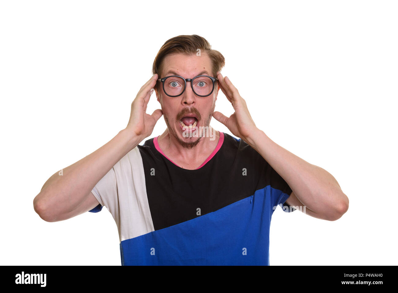 Porträt des Menschen isoliert gegen den weißen Hintergrund Stockfoto