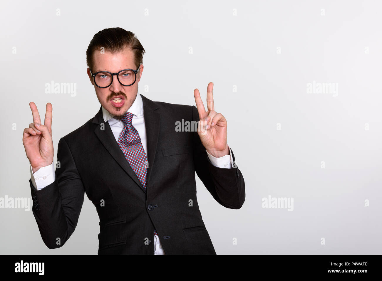Porträt des Menschen isoliert gegen den weißen Hintergrund Stockfoto