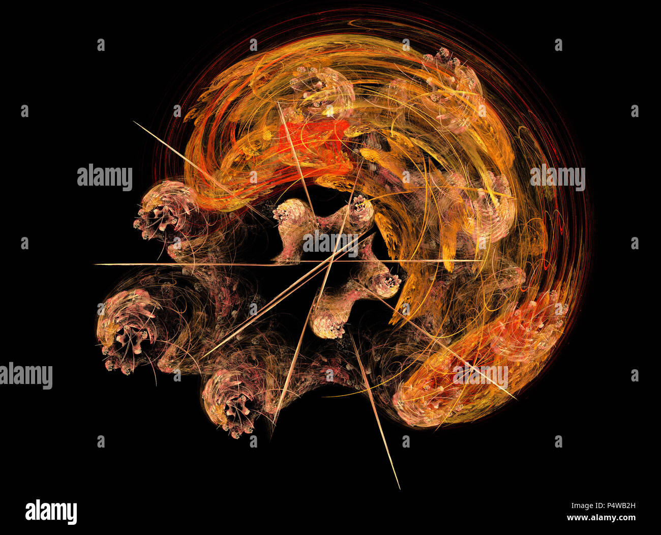 Licht und Schatten spielen in diesen mathematisch erstellt futuristischen Designs. Fractal flames. Stockfoto