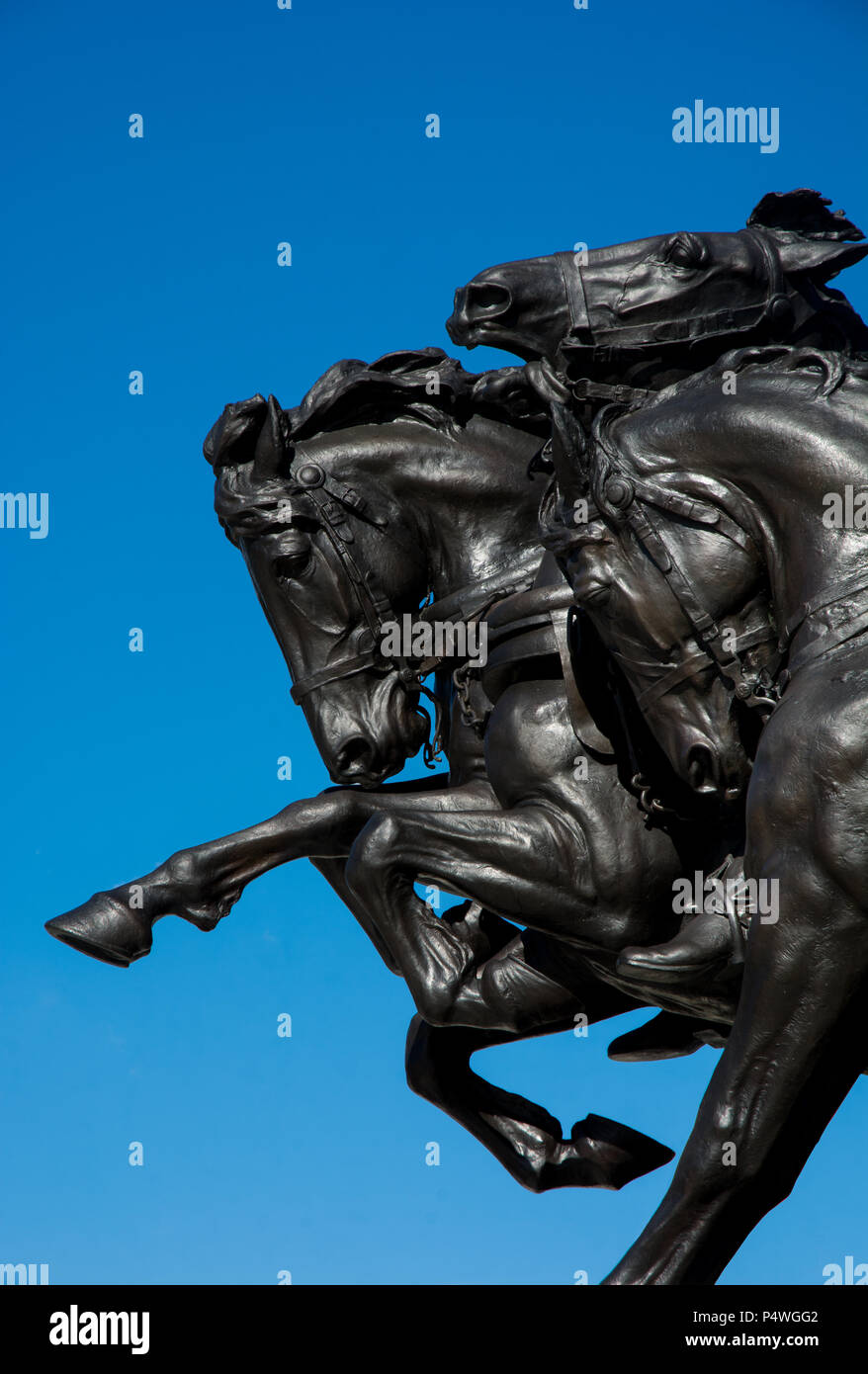 Eine Nahaufnahme der Aufzucht Pferde auf dem Ulysses S. Grant Memorial Artillerie Gruppe Statue Stockfoto