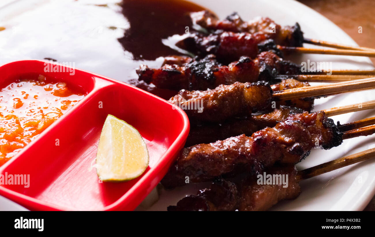 Pelecing Satay, eine Balinesische Kultur Essen in Indonesien. Stockfoto