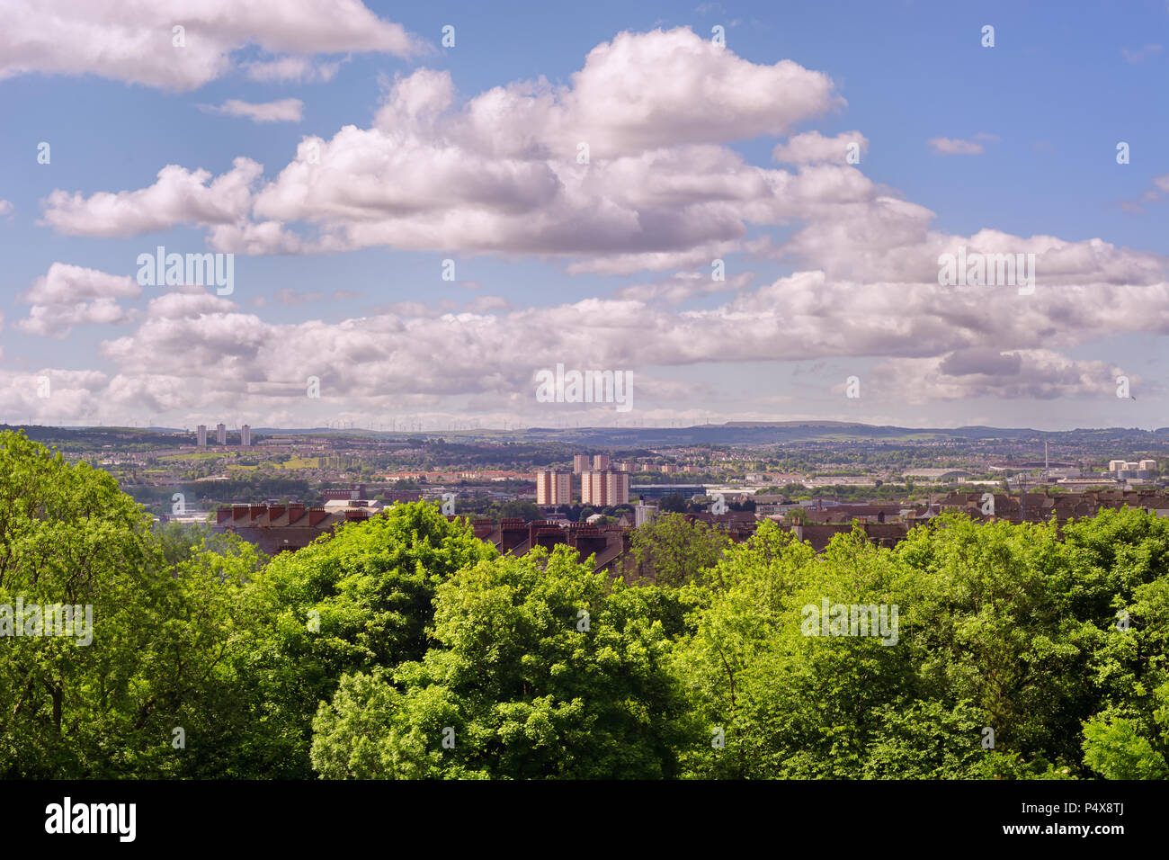 Blick über das östliche Ende von Alexandra Park in Glasgow, Schottland Stockfoto