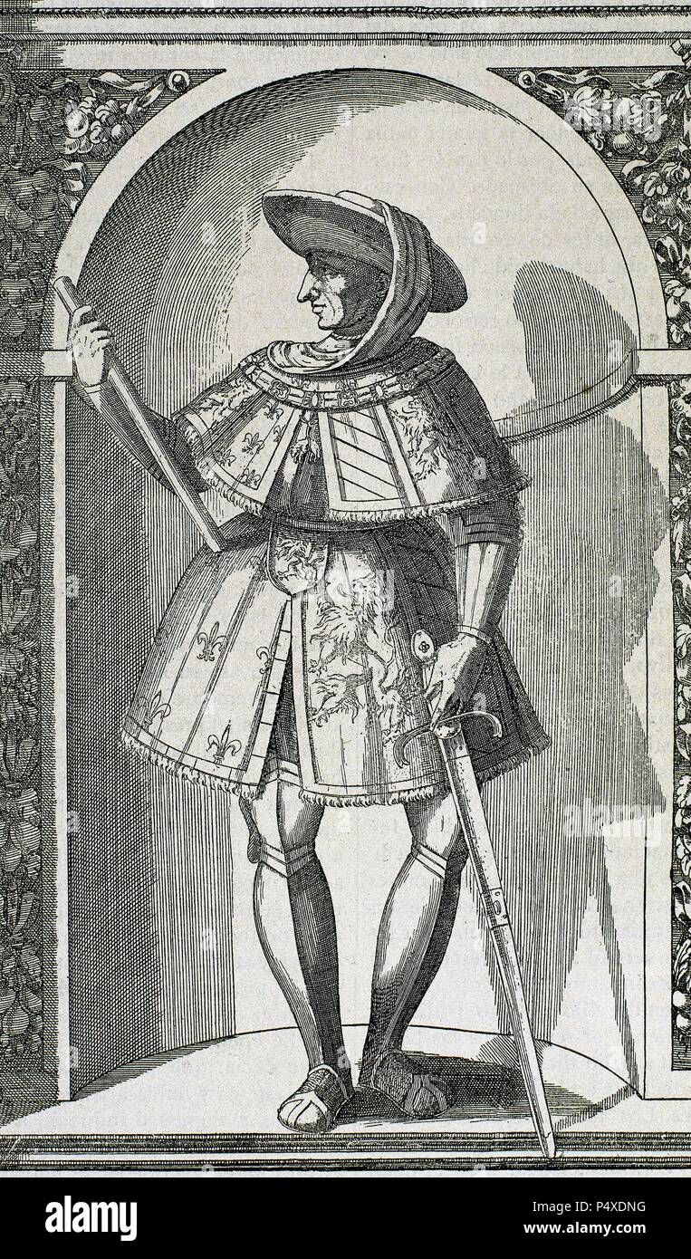 Philip III 'gut' (Dijon, 1396, Brügge, 1467). Herzog von Burgund (1419-1467), Sohn von Johann Ohnefurcht. Gravur. Stockfoto