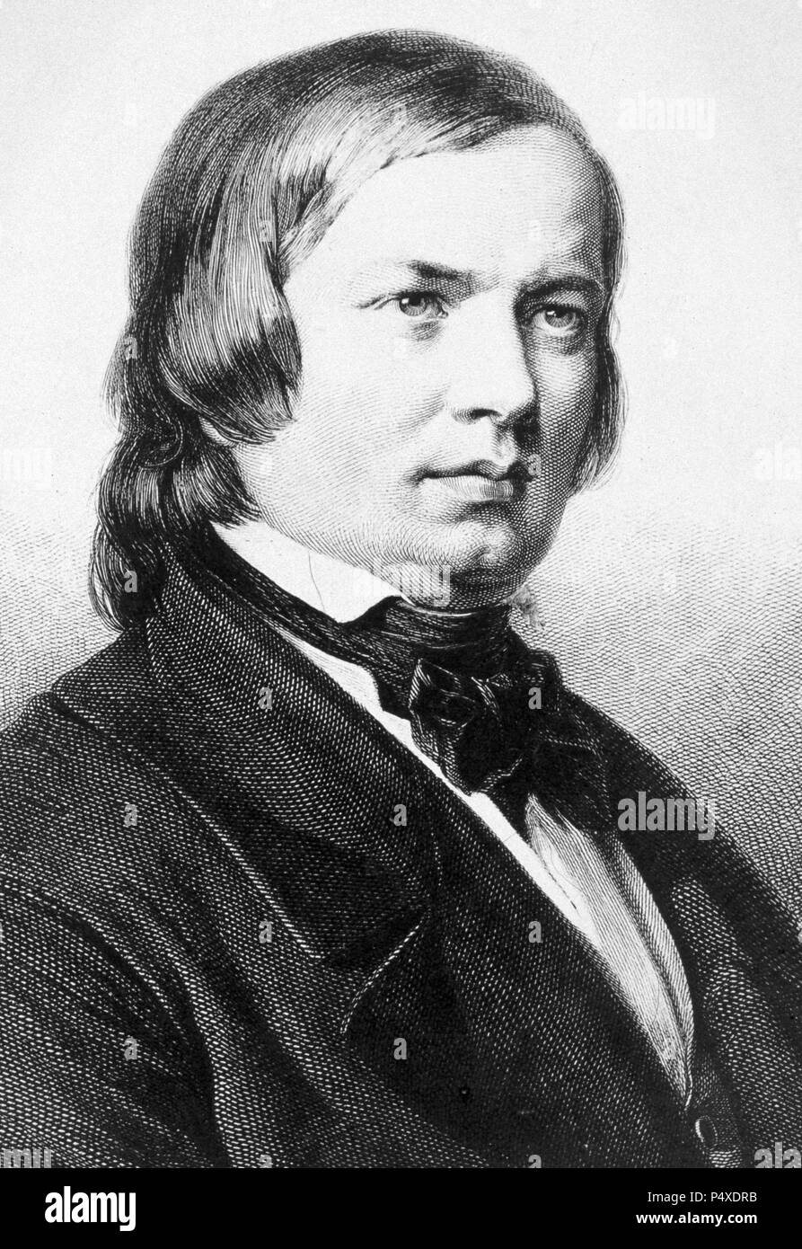Robert Schumann, 1810-1856. Deutsche Komponist, Pianist, Dirigent und Musikkritiker. Komponiert Konzerte, Kammermusik, Orchesterwerke, Lieder und Klavierwerke. Stockfoto