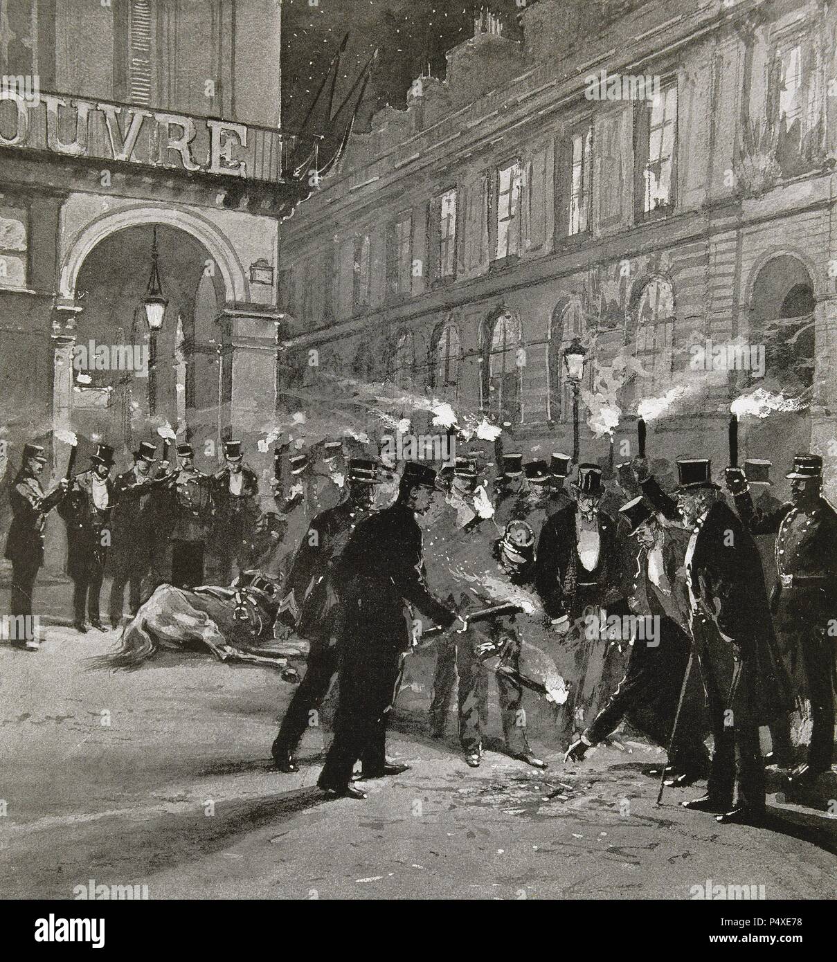 ALFONSO XIII (1886-1941). Rey de España (1886-1931). "ATENTADO CONTRA Alfonso XIII DE PARIS (AÑO 1905)". "L'Illustration", 1918. Stockfoto