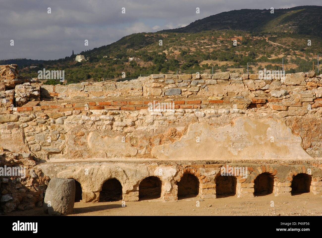 Ruinen von Milreu. Villa Romana (1. bis 4. Jahrhundert n. Chr.). Römische Bäder (Termae). Estoi, in der Nähe von Faro. Algarve. Portugal. Stockfoto