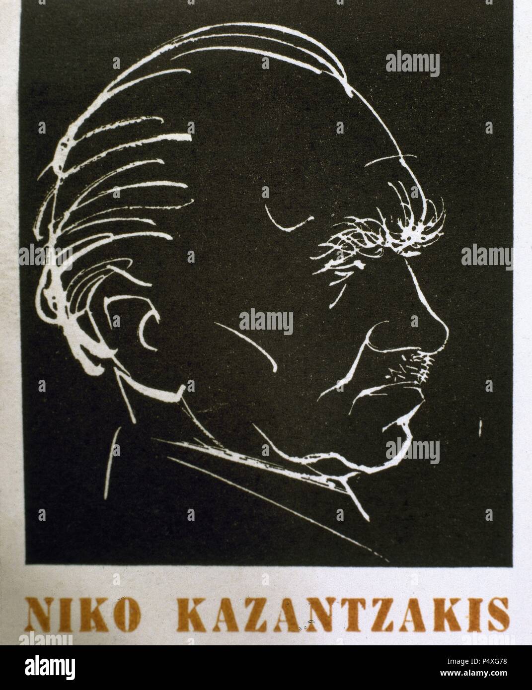 KAZANTZAKIS, Nikos (Candia 1885 - Friburgo 1957). Escritor Griego. Presidente del Partido Socialista y minis-tro En 1946. Autor de Odisea (1938), Alexis Zorbas (1946), Cristo de Nuevo crucificado (1948), La Ultima tentacion (1954), entre otras. Stockfoto