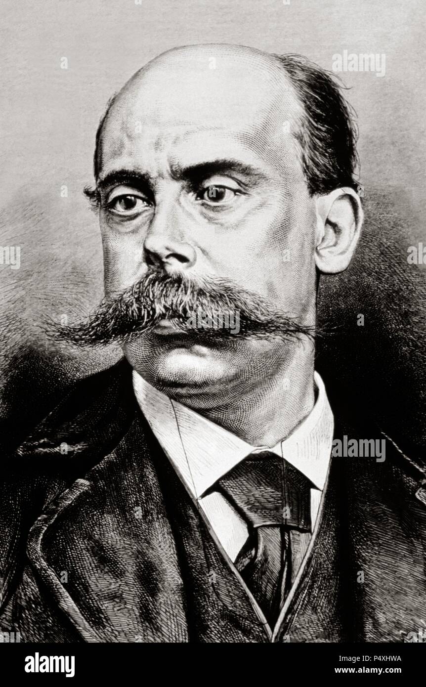 Emilio Castelar (1832-1899). Spanischer Politiker. Gravur. Stockfoto