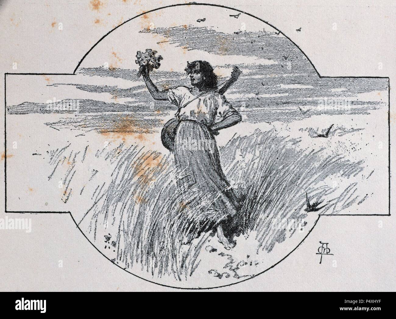 Apeles Mestres (1854-1936). Der spanische Schriftsteller und Zeichner. Der Mohn. Illustration von Mestres für seine Arbeit Idyllen (Idilis). 1884-1889. Stockfoto