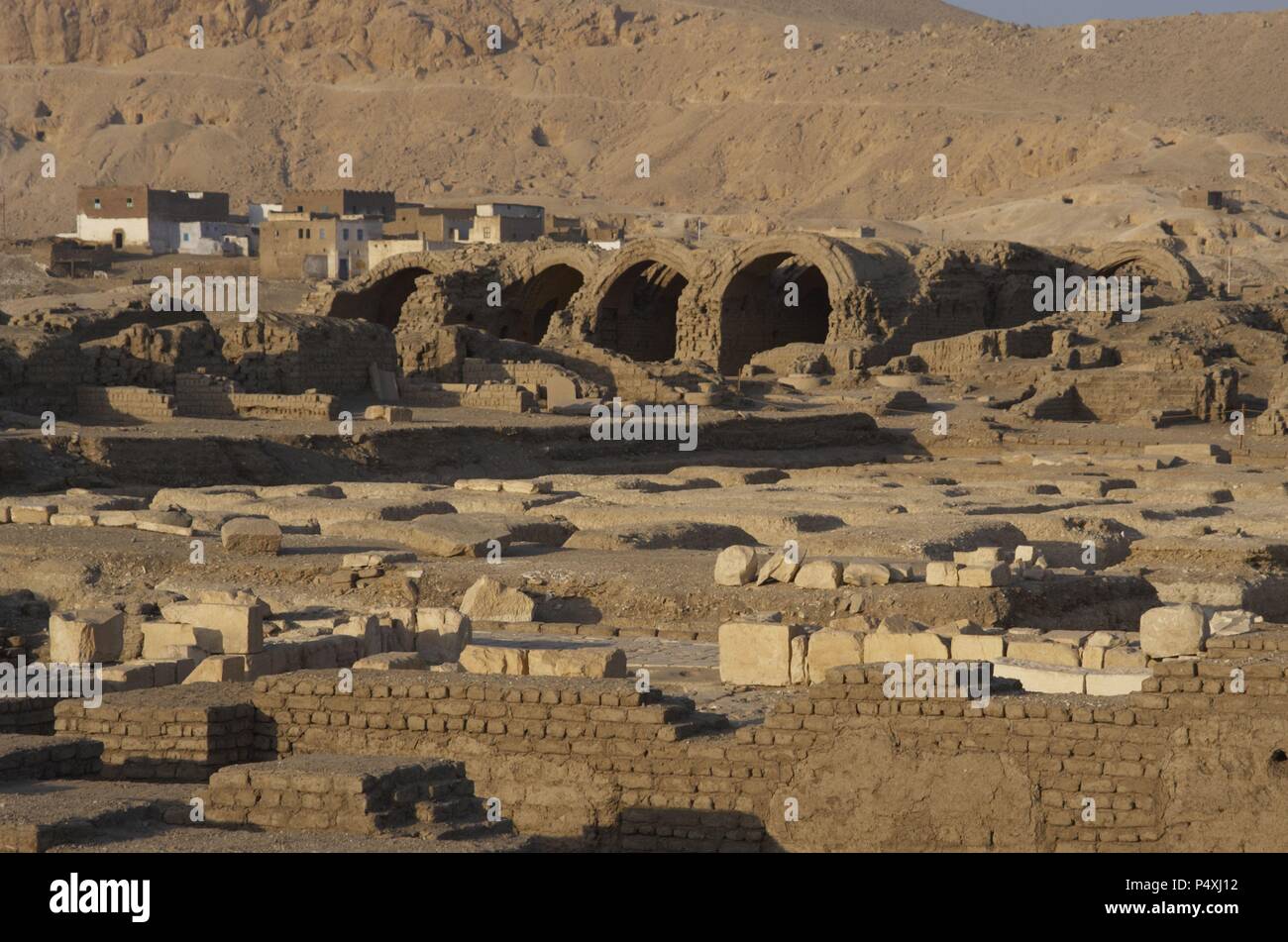 Ramesseum. Tempel in Scheunen oder Lagerhallen ausgelegt. 19. Dynastie. Neuen Reich. Jh. V.CHR. Tal der Könige. Luxor. Ägypten. Stockfoto