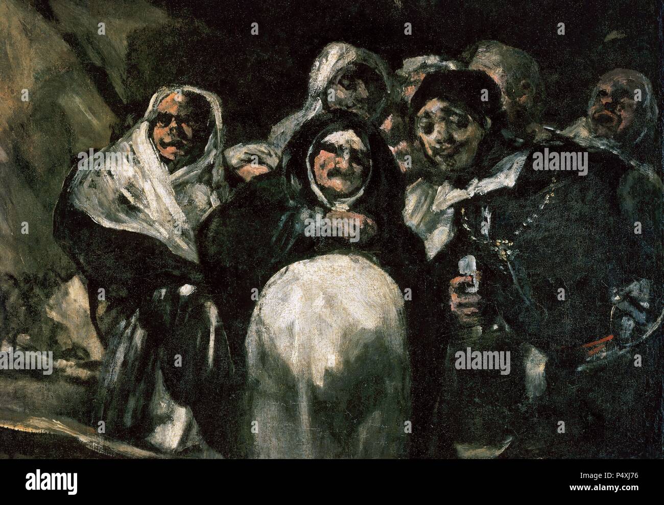 Francisco de Goya y Lucientes (1746-1828). Spanischer Maler. Pilgerfahrt zu den Brunnen von San Isidro oder das Heilige Offizium, 1820-1823. Detail. Größe: 127 x 266 cm. Öl auf Putz an der Wand auf die Leinwand übertragen. Prado Museum. Madrid, Spanien. Stockfoto
