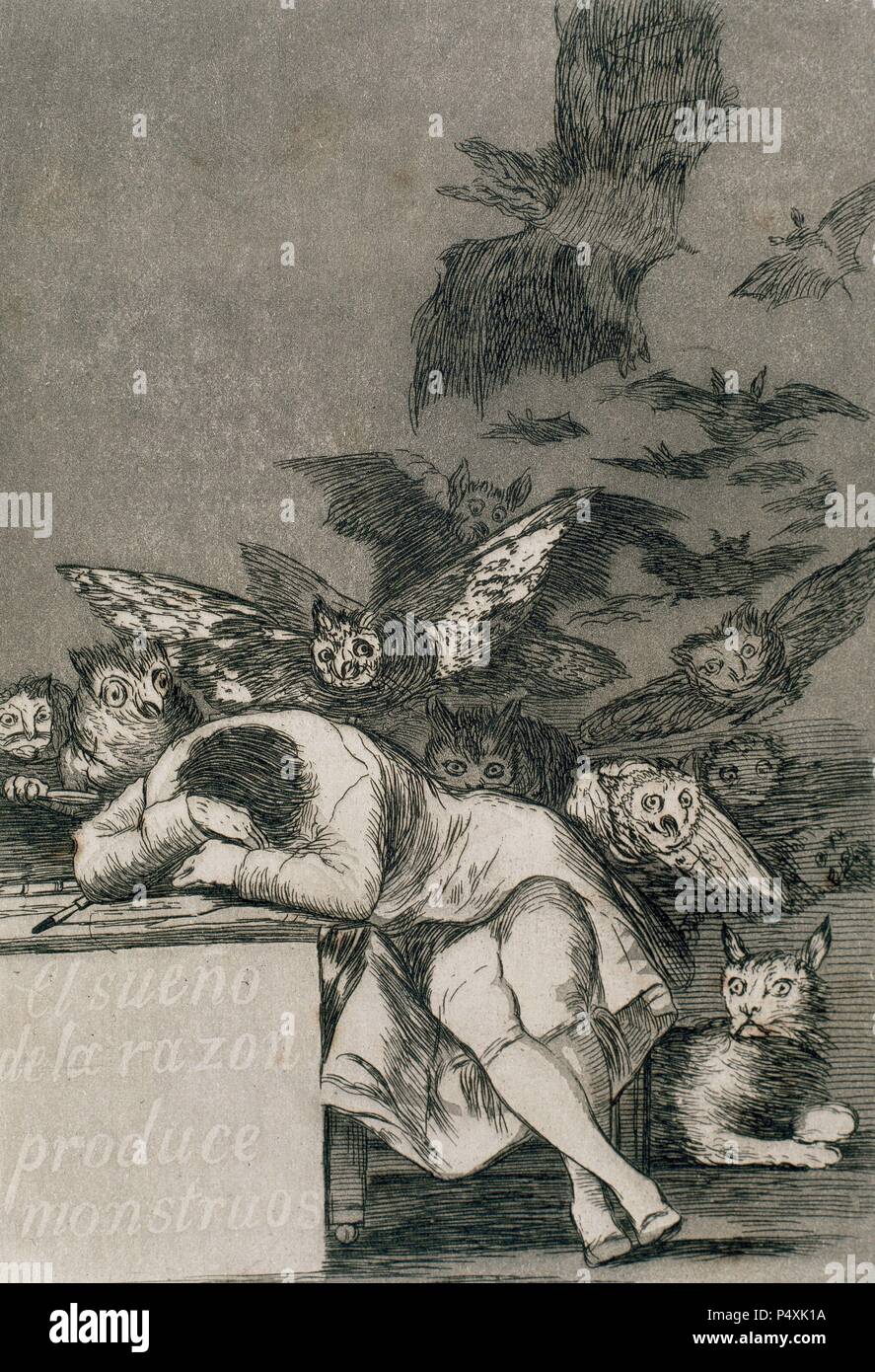 Francisco de Goya (1746-1828). Spanischer Maler und Graphiker. Los Caprichos. ÀDonde va Mama? (Wohin gehst du, Mama?). Nummer 65. Aquatinta. 1799. Platte 43. Reproduktion von M.SEGUI ich Riera. Stockfoto