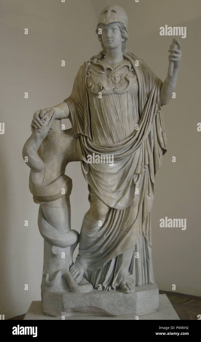 Athena. Göttin der Weisheit. (Römische Minerva). Statue. Marmor. Altemps Palast. Die nationalen Römischen Museum. Rom. Italien. Stockfoto