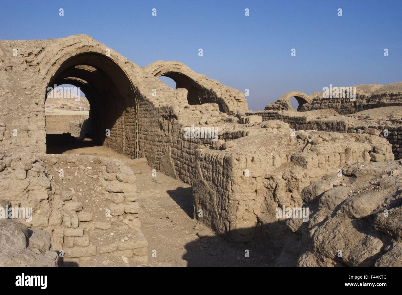 Ramesseum. Tempel in Scheunen oder Lagerhallen ausgelegt. 19. Dynastie. Neuen Reich. Jh. V.CHR. Tal der Könige. Luxor. Ägypten. Stockfoto