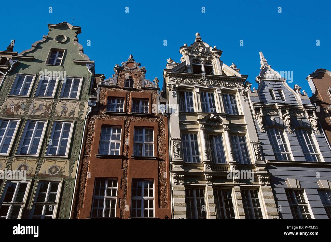 Polen. Danzig. Gebäude im historischen Stadtzentrum. Stockfoto