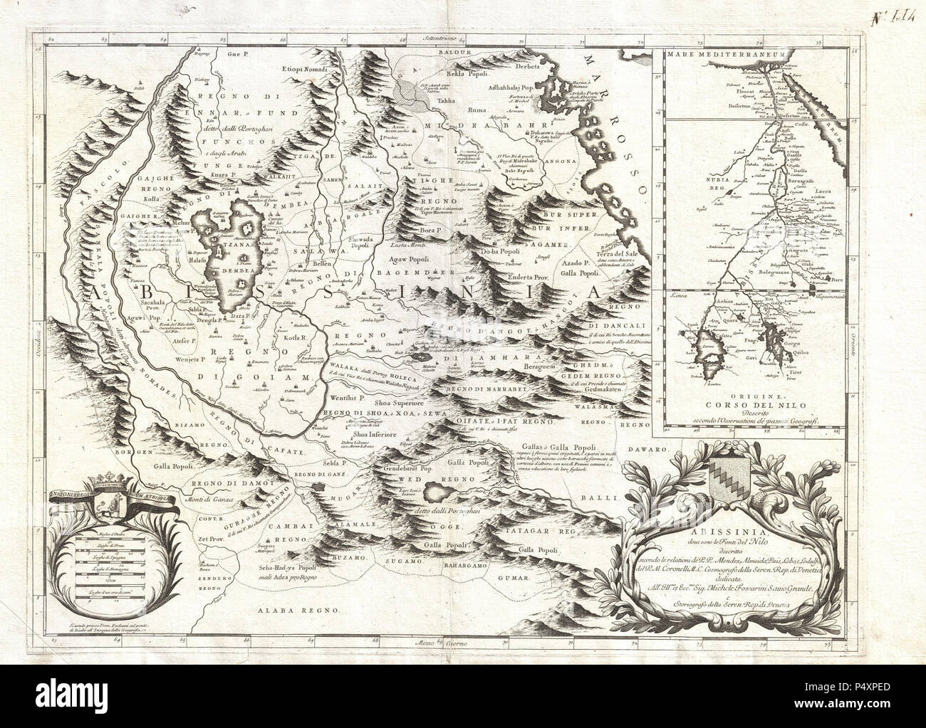 1690 Coronelli Karte von Äthiopien, Abessinien und die Quelle des Blauen Nils - Geographicus - abissinia - coronelli-1690. Stockfoto