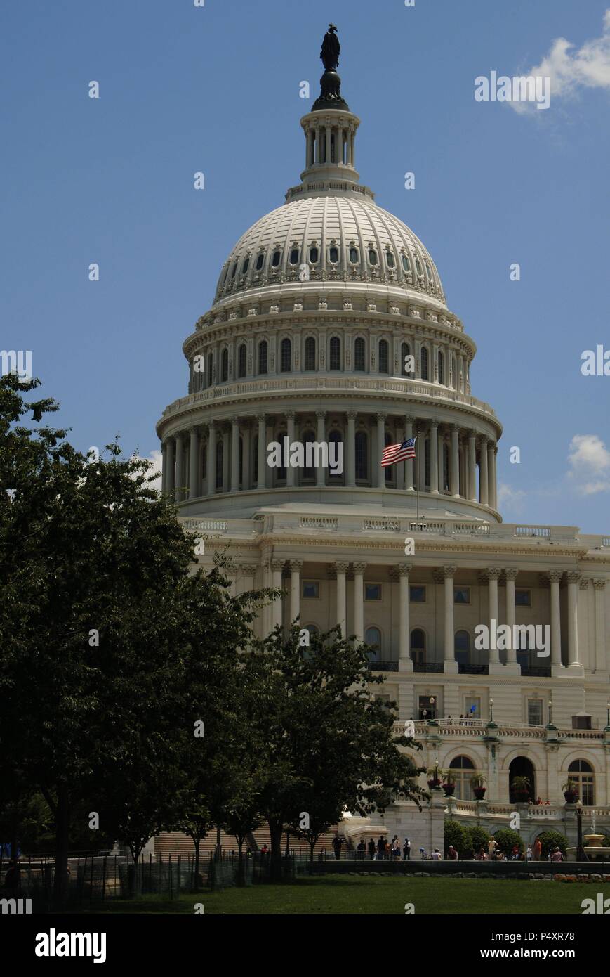 In den Vereinigten Staaten. Washington D.C. United States Capitol. Von William Thornton gebaut und von Charles Bulfinch und Benjamin Henry Latrobe fortgesetzt. Die Kuppel (1854-1865) wird von Thomas U. Walte. Stockfoto