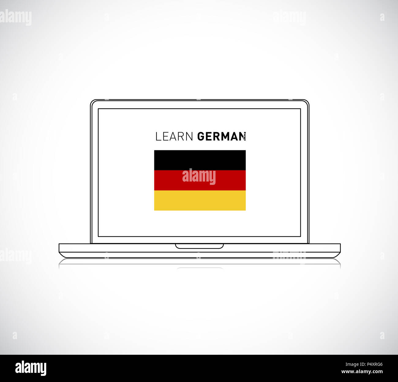 Portugiesisch lernen Online anmelden. Vector Illustration. auf weißem Hintergrund Stockfoto