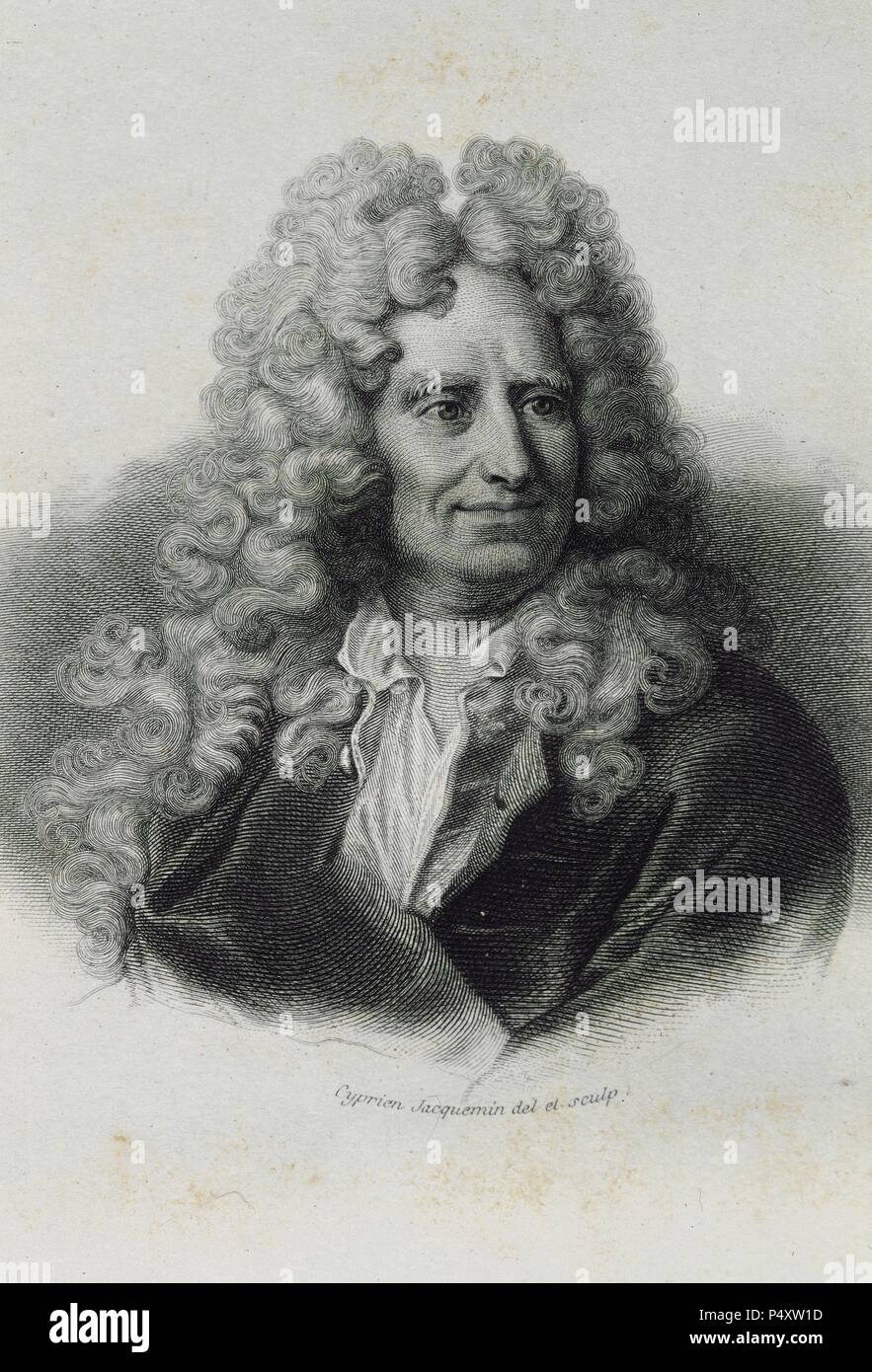 Nicolas Boileau-Despreaux (1636-1711). Französischer Dichter. Kupferstich von Cyprien Jacquemin. Stockfoto