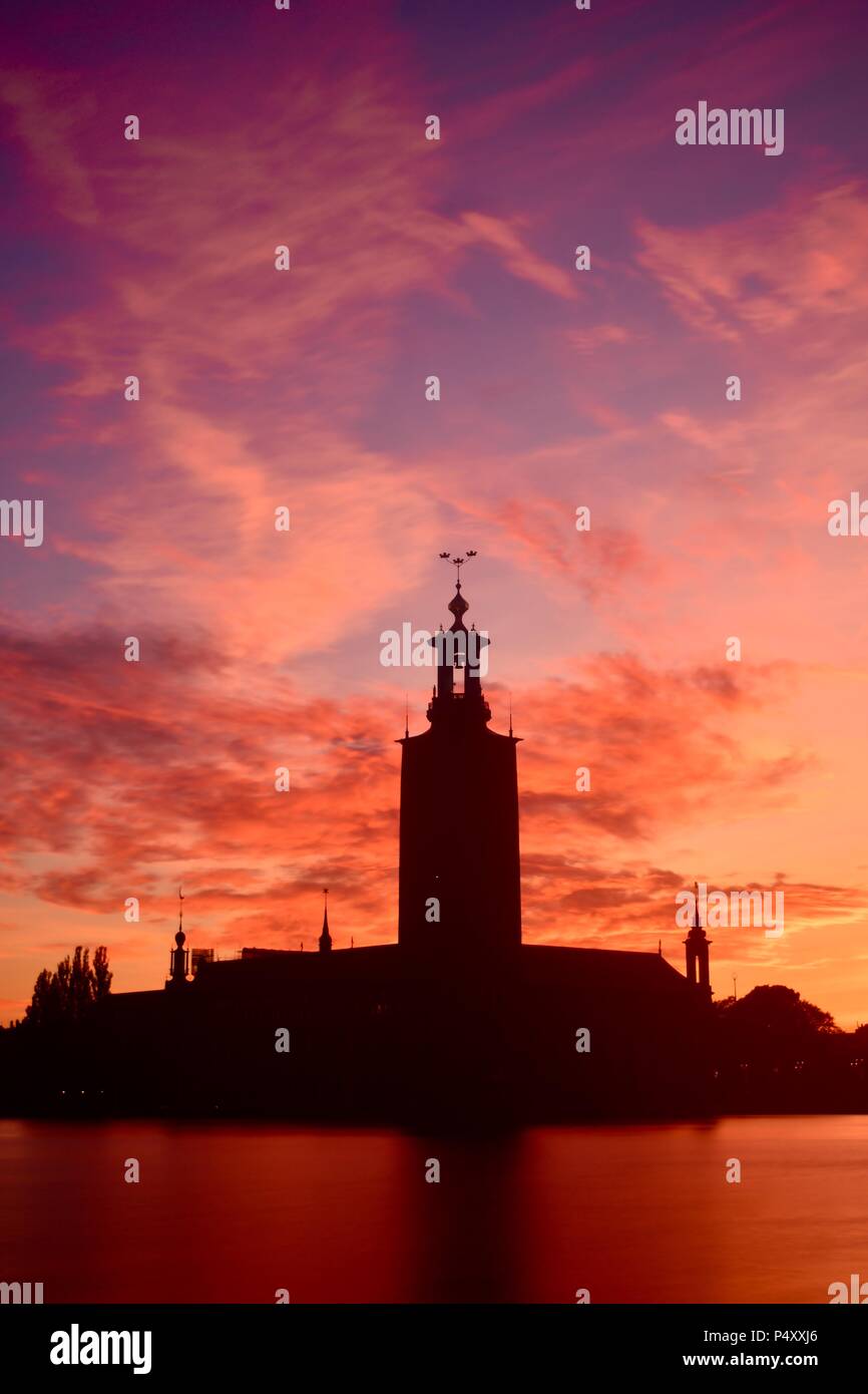 Eine magische und bunten Sonnenuntergang in Stockholm, Schweden. Mai, 2018. Stockfoto