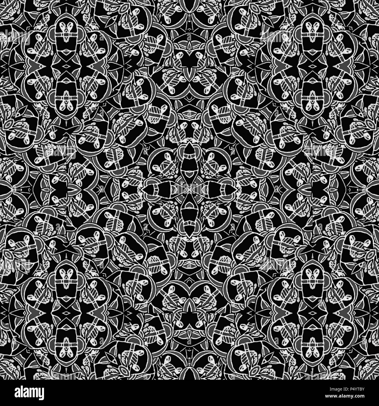 Digitalen stil Technik Moderne abstrakte geometrische ethnischen oder Tribal Style nahtlose Muster Design in den Farben Schwarz und Weiß Stockfoto