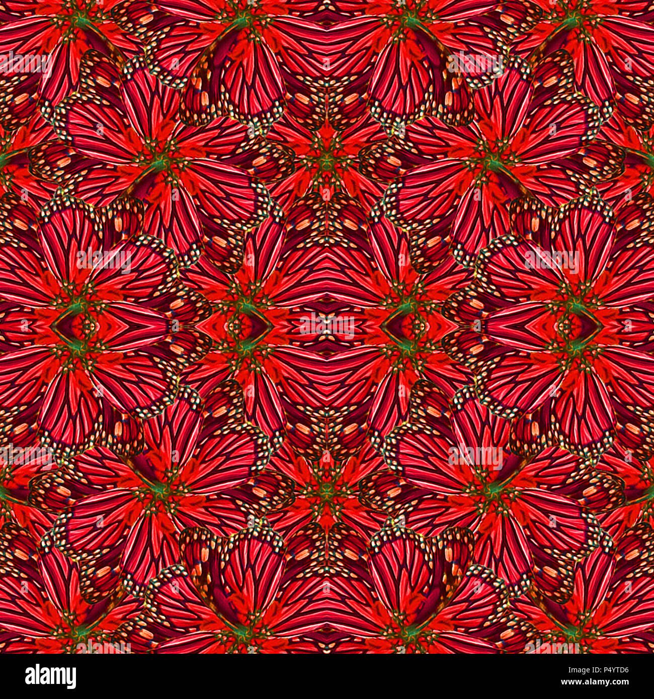 Digitale Collage und Manipulation Technik Moderne geometrisch floral nahtlose Muster in lebendigen und gesättigten Gemischte Farben. Stockfoto