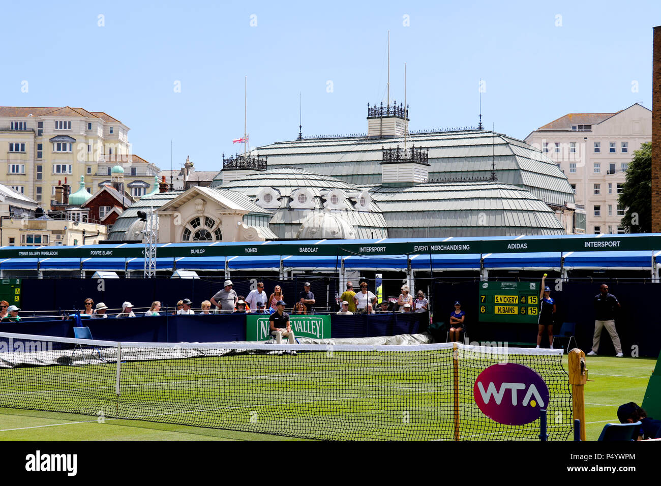 Die Women's Tennis Association WTA. International Tennis in Eastbourne, Devonshire Park, East Sussex. Natur Tal Internationalen Stockfoto