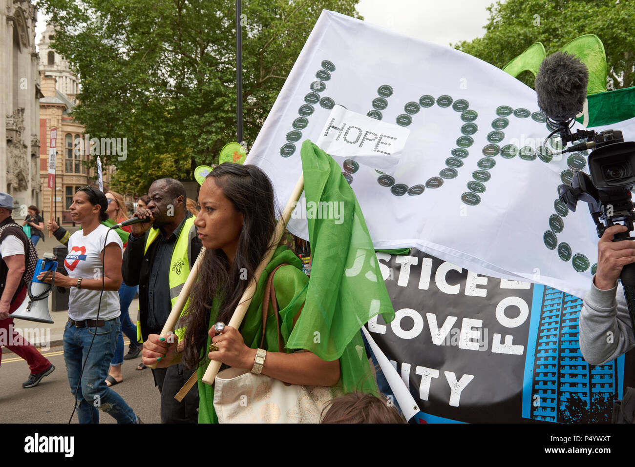 März für Grenfell towers London Stockfoto