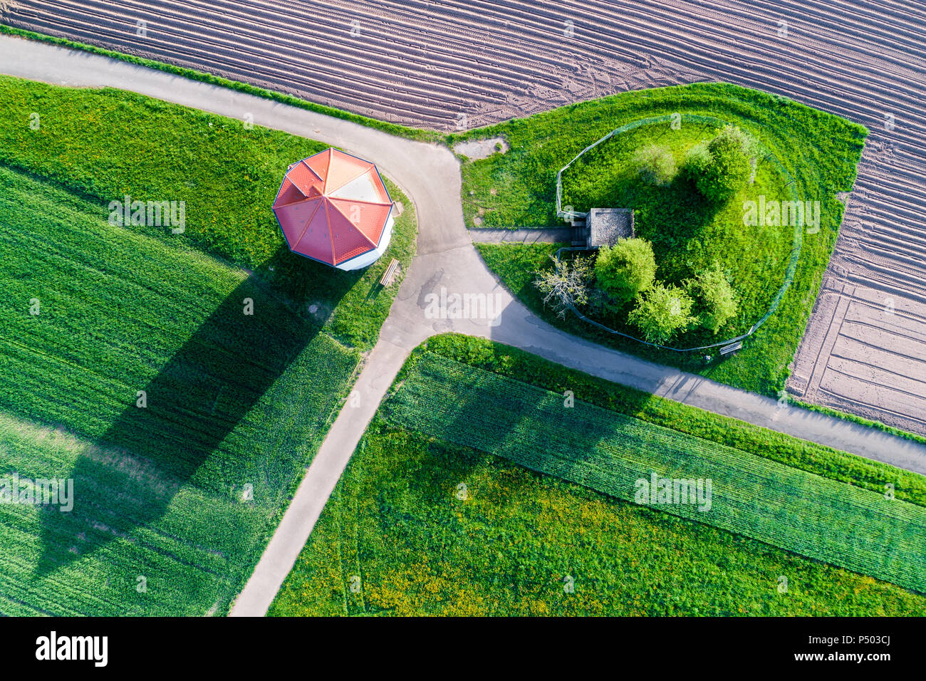Deutschland, Baden-Württemberg, Rems-Murr-Kreis, Luftaufnahme des Water Tower Stockfoto