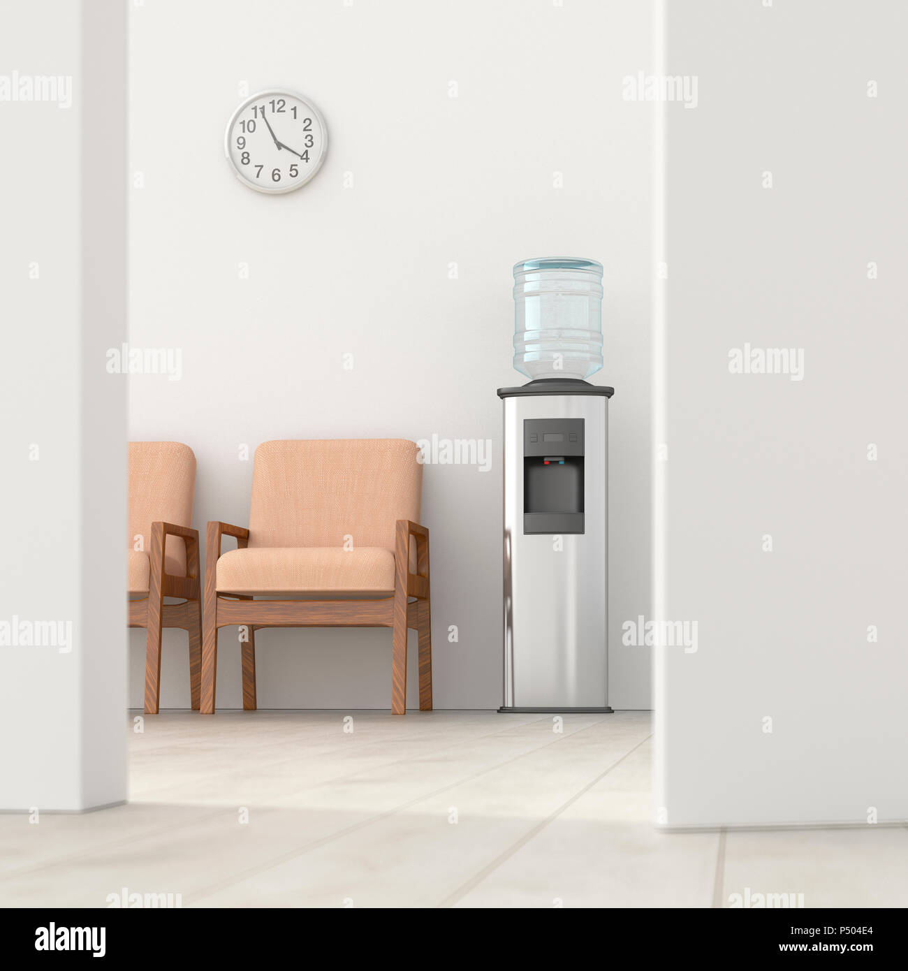 Wartezimmer hinter Ajar (Tür, 3D-Rendering Stockfoto