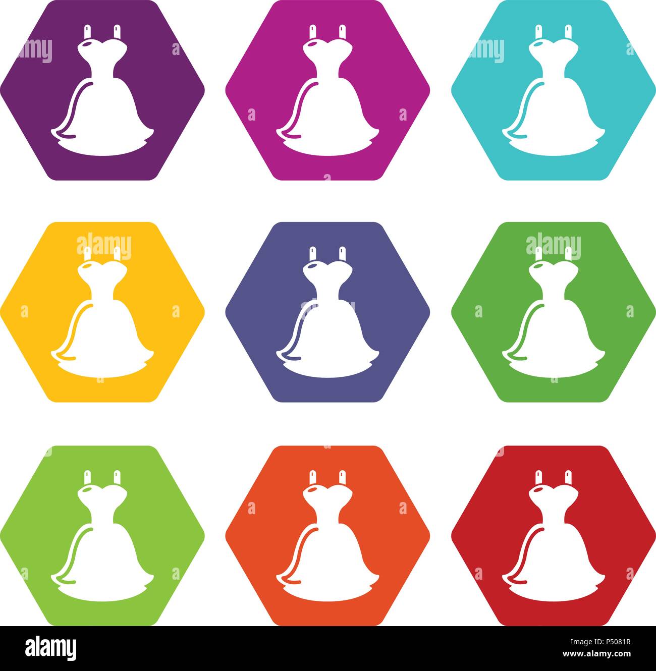 Wedding Dress Icons Set9 Vektor Stock Vektor