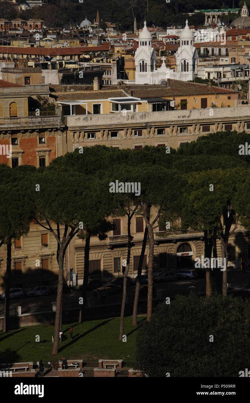 Italien. Rom. Stadtpanorama von Castel Sant'Angelo. Stockfoto