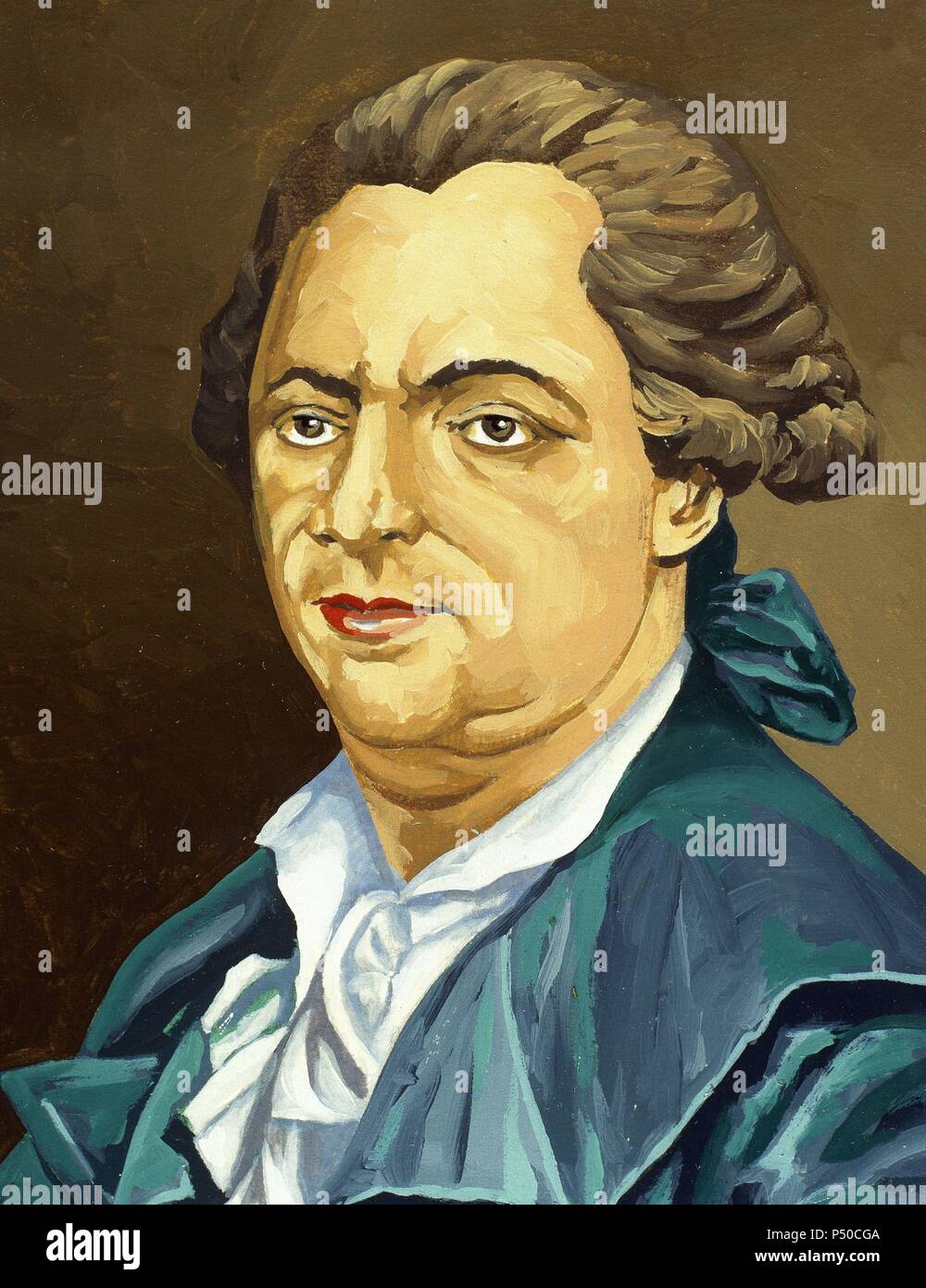 Mesmer, Franz Anton (Iznang am Bodensee, 1734, Meersburg, 1815). Deutscher Arzt. Farbe der Zeichnung. Stockfoto