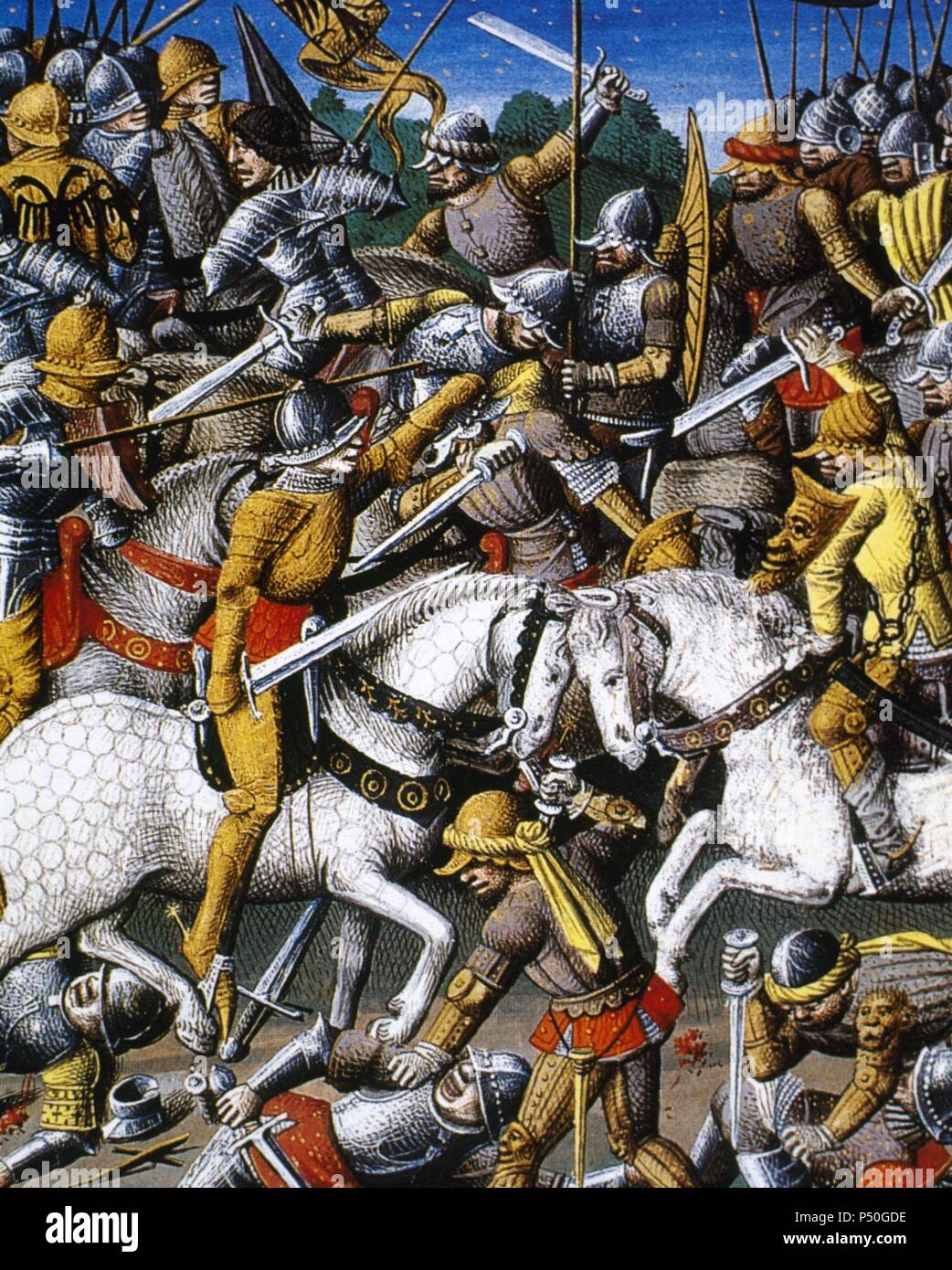 Alter museum des mittelalters krieg in der mittelalterlichen burg