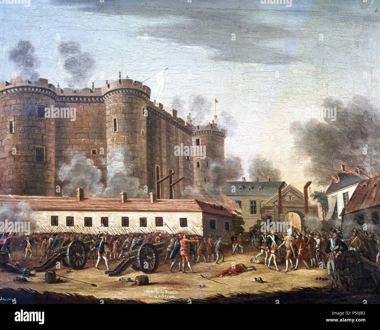 Französische Revolution. Der Sturm auf die Bastille. 14. Juli 1789. Öl auf Leinwand. 18. Jahrhundert. Carnavalet-Museum. Paris. Frankreich. Stockfoto