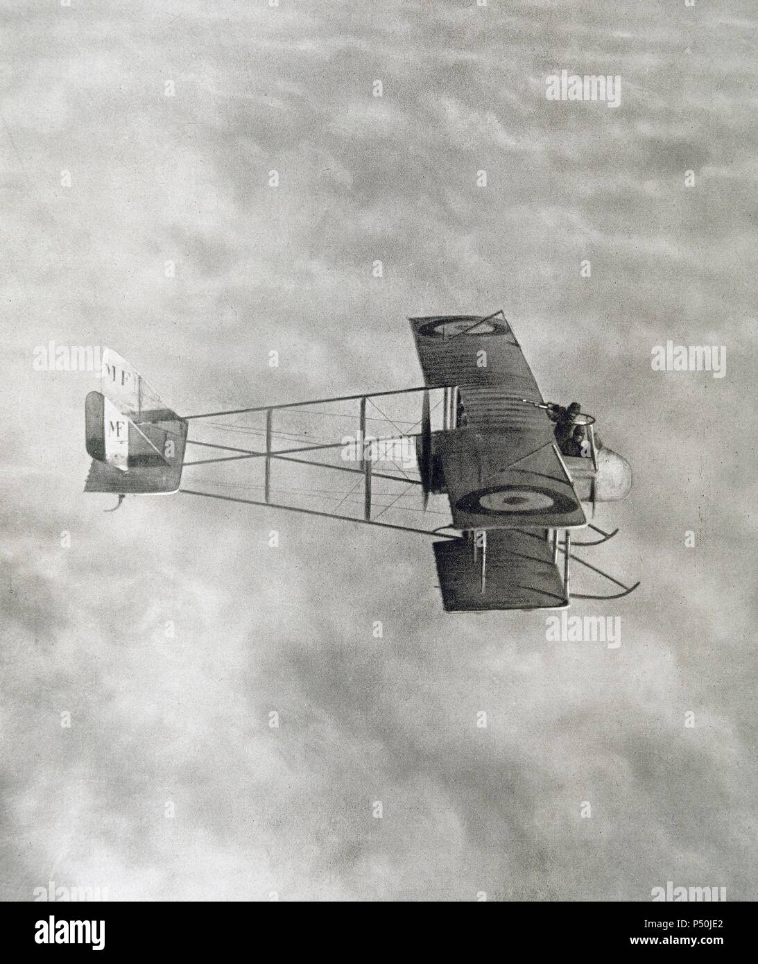 AVION Militar de reconocimiento Durante la ich Guerra Mundial. "L'Illustration" (año 1915). S. XX. Stockfoto