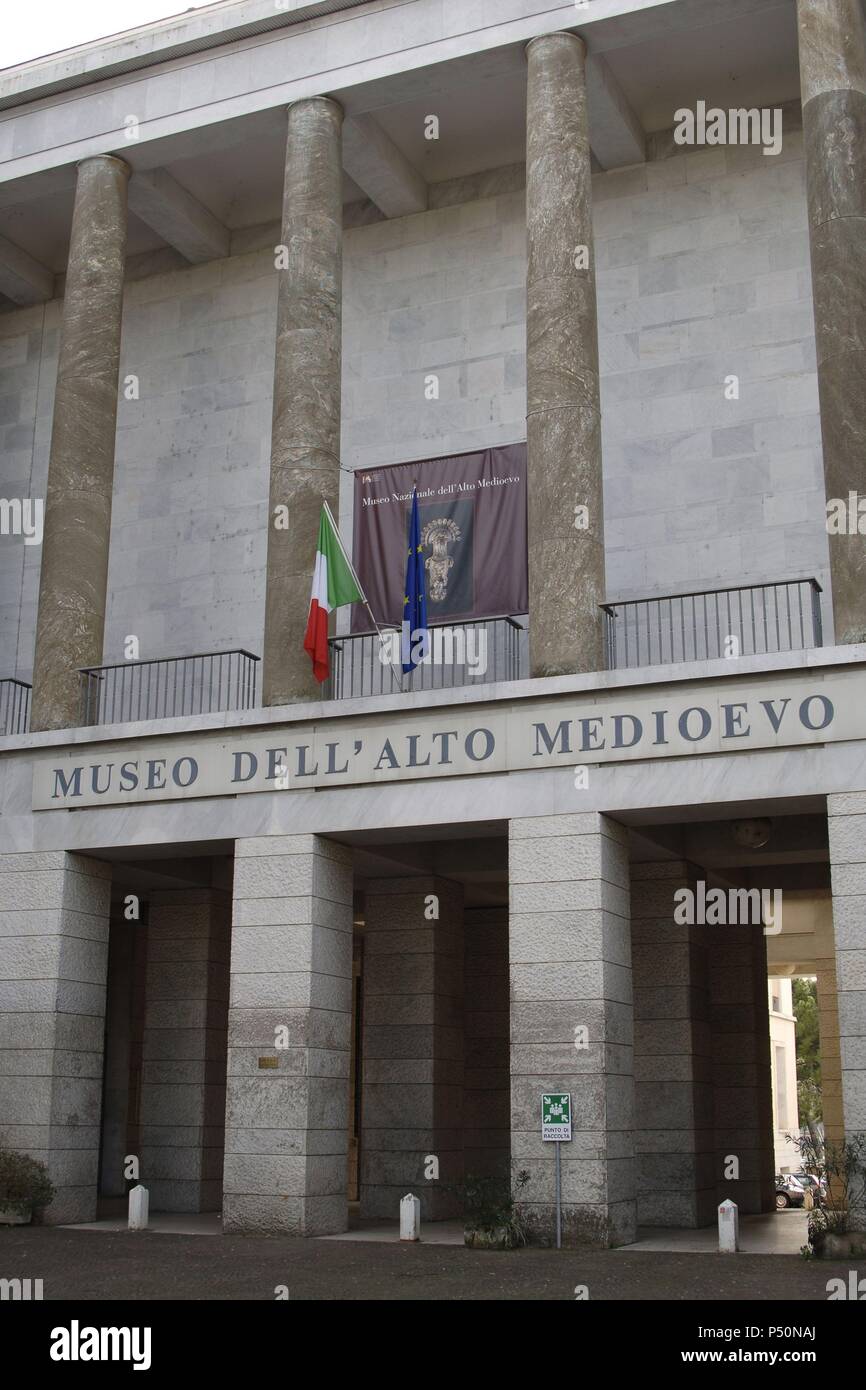 Italien. Rom. Nationalmuseum des Frühmittelalters (Museo Dell' Alto Medioevo). Von außen. Stockfoto