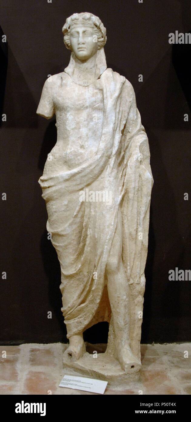 Griechische Kunst. Republik Albanien. Statue des Dionysos, Gott des Weines. Gefunden bei den Ausgrabungen von NINFEO von Butrint im Jahre 1929. S. II a.C. Ruinen von Butrint Museum. Stockfoto