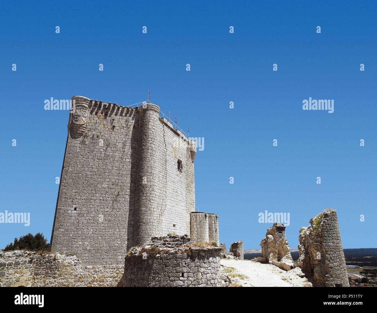 Spanien. ISCAR. Schloss. Im 15. Jahrhundert erbaut. Stockfoto
