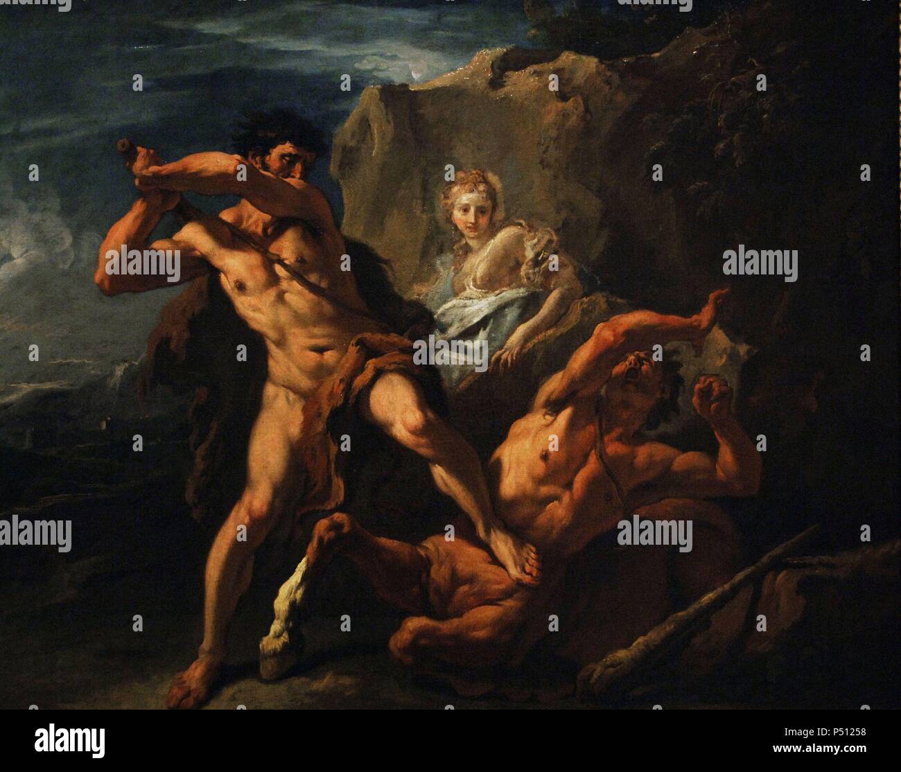 ARTE BARROCO. ITALIA. SEBASTIANO RICCI (1659-1734). Pintor Italiano. 'HERCULES MATANDO AL CENTAURO NESO' (h. 1700). Museo de Bellas Artes de Houston. Estado de Texas, Estados Unidos. Stockfoto