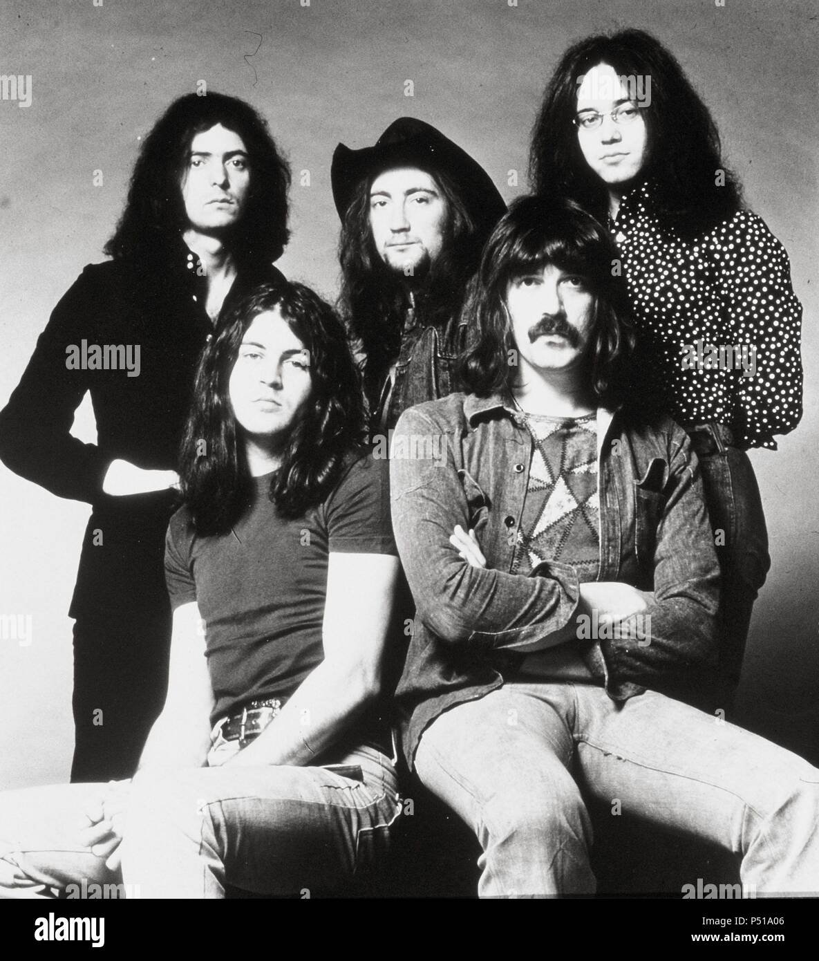 Deep Purple: Jon Lord ist 2. von rechts und Ian Paice ist rechts, 1972. Stockfoto