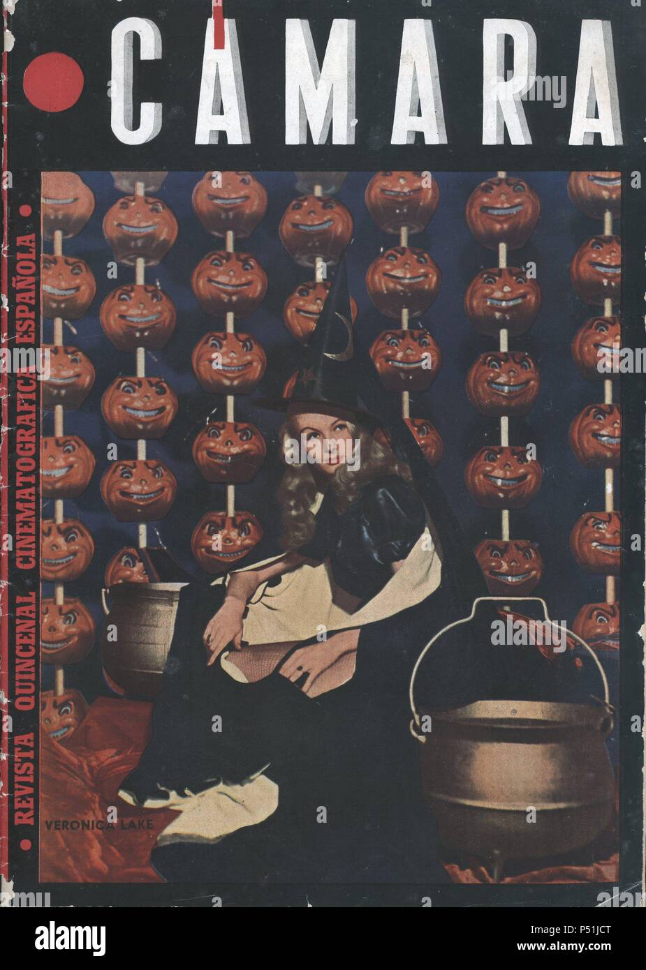 Revista de Cine Cámara, Madrid, 15. mayo 1945. Fotografía en Portada de Verónica See (New York, 1922 - Vermont, 1973), Actriz. Stockfoto