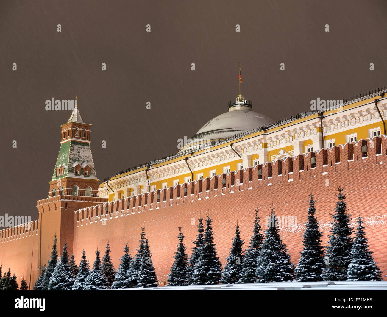 Kreml Moskau Kuppel des Senats Gebäude russische Flagge Tower Stockfoto