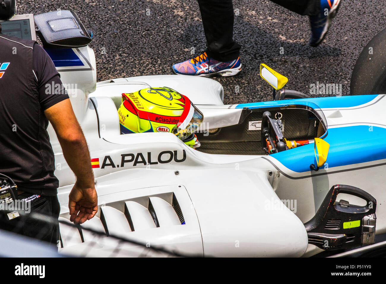 Mexiko City, Mexiko - September 01, 2017: Autodromo Hermanos Rodriguez. FIA World Endurance Championship WEC. Teo Martín Motorsport Fahrer Alex Palou Nr. 10 an der kollektiven Test I, für die World Series Formula V8 3.5. Stockfoto