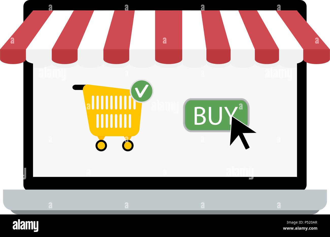 Online Store kaufen. E-Commerce und Bildschirm für Einkauf, Vektor, Abbildung Stock Vektor