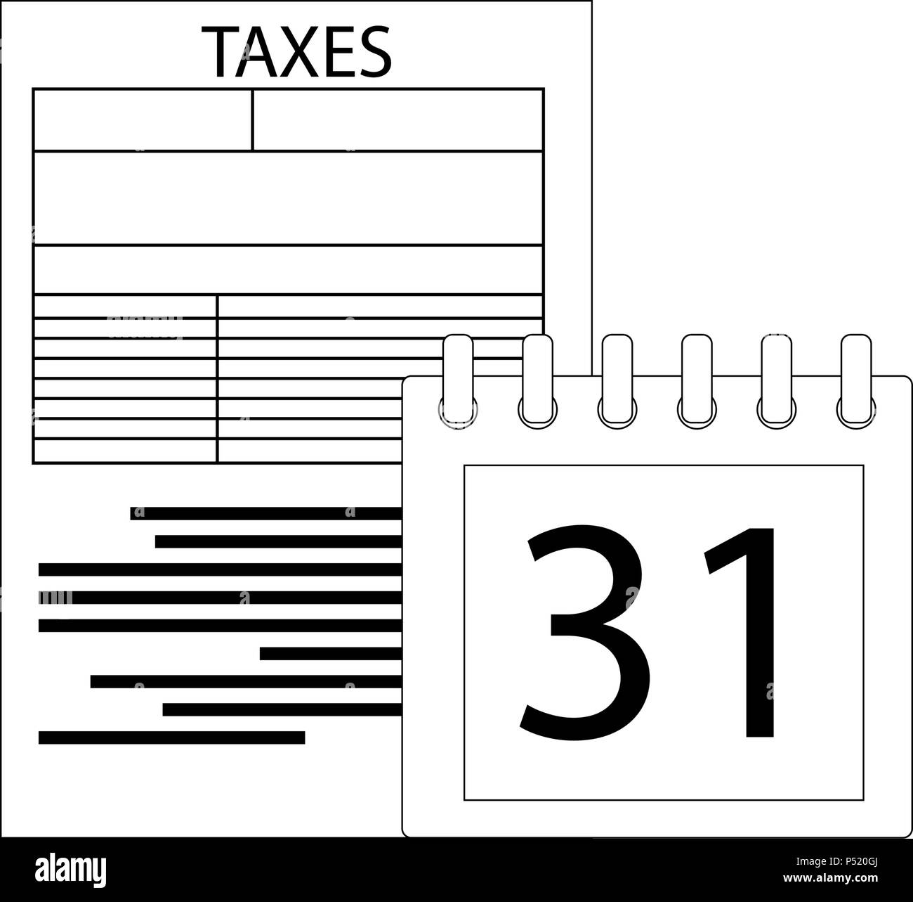 Tag für Steuern zahlen. Ttime Zahltag, lineare Regierung finanzielle Steuer. Vector Illustration Stock Vektor