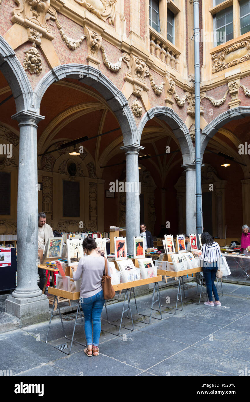 Markt verkaufen lp Records auf Vinyl, Lille, Frankreich Stockfoto